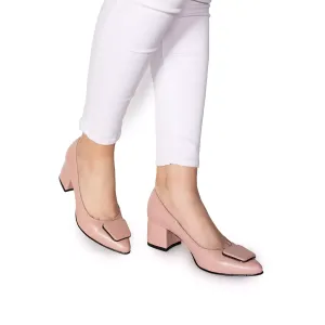 Pantofi eleganți damă din piele naturală - 2176 Nude Box Sidefat