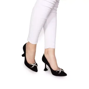 Pantofi eleganți damă din piele naturală - 2204 Negru Velur