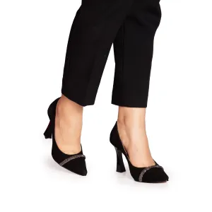 Pantofi eleganți damă din piele naturală - 2215 Negru Velur