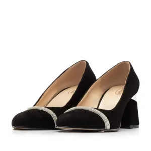 Pantofi eleganți damă din piele naturală - 2216 Negru Velur