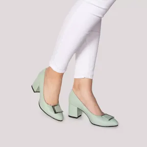 Pantofi eleganți damă din piele naturală - 2292 Verde Deschis Box