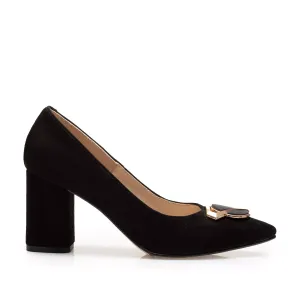 Pantofi eleganți damă din piele naturală - 23010 Negru Velur