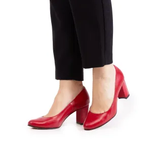 Pantofi eleganți damă din piele naturală - 23336 Roșu Box