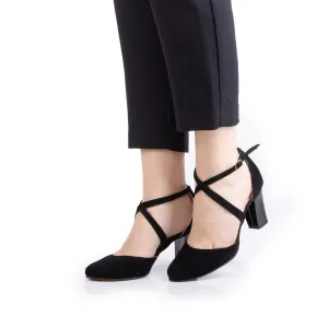 Pantofi eleganți damă din piele naturală - 27336 Negru Velur