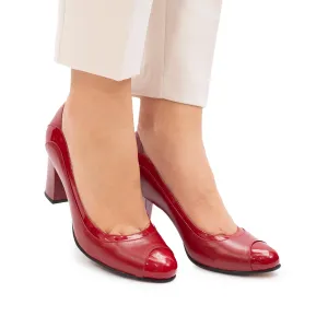 Pantofi eleganți damă din piele naturală -736 Grena Box Lac