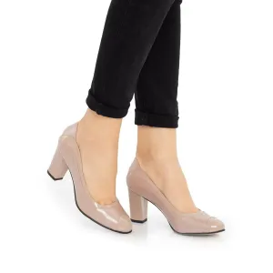 Pantofi eleganți damă din piele naturală -736 Nude Box