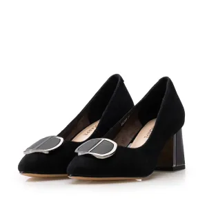 Pantofi eleganți damă din piele naturală - 900 Negru Velur