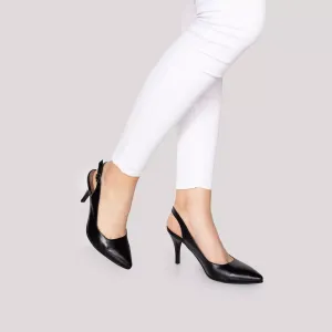 Pantofi eleganți decupați damă din piele naturală - 179 Negru Box