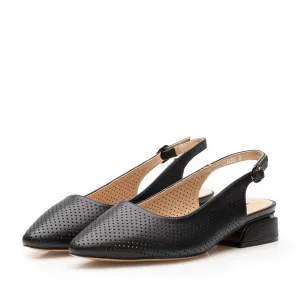 Pantofi eleganți decupați damă din piele naturală, Karisma - 4404 Negru Box Perforat