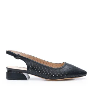 Pantofi eleganți decupați damă din piele naturală, Karisma - 4404 Negru Box Perforat