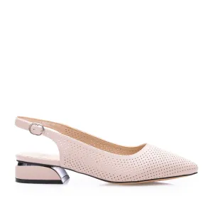 Pantofi eleganți decupați damă din piele naturală, Karisma - 4404 Nude Box Perforat