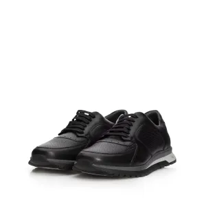 Pantofi sport barbati din piele naturala, Leofex - 519-2 Negru Box
