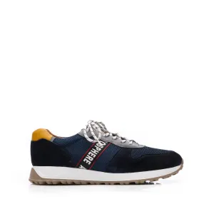 Pantofi sport bărbați din piele naturală, Leofex - 625 Blue Velur Mash