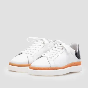 Pantofi sport bărbați din piele naturală, Leofex - Mostră 882 Alb Cărămiziu Box