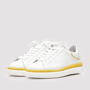 Pantofi sport bărbați din piele naturală, Leofex - Mostră 882 Alb Muștar Box