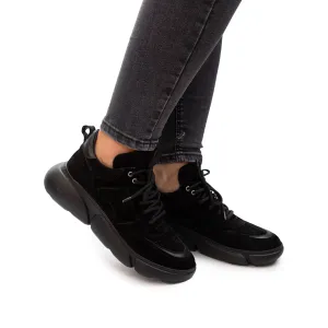 Pantofi sport damă din piele naturală, Leofex- 239 Negru velur