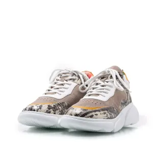Pantofi sport damă din piele naturală, Leofex- 239  Taupe + bej box