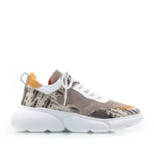 Pantofi sport damă din piele naturală, Leofex- 239  Taupe + bej box