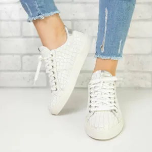 Pantofi sport dama din piele naturala, Leofex - 498 Alb box