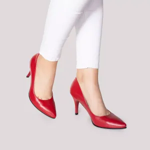 Pantofi stiletto damă din piele naturală - 173 Roșu Box