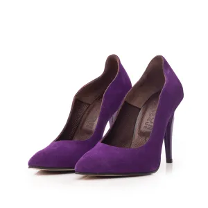 Pantofi stiletto dama din piele naturala - 28175 Mov velur