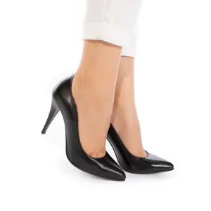 Pantofi stiletto damă din piele naturală - 28175 Negru box
