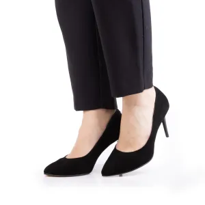 Pantofi stiletto damă din piele naturală - 3527 Negru Velur
