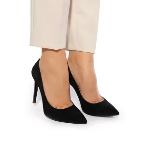 Pantofi stiletto dama din piele naturala, Leofex - 871 Negru Velur