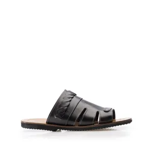 Saboți bărbați din piele naturală - 2002-1 Negru Box