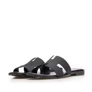 Saboți damă din piele naturală - 1103 Negru nabuc