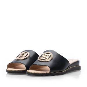 Saboți damă din piele naturală - 3511 Negru Box