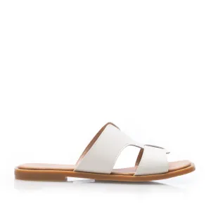 Saboți damă din piele naturală - 4036 Alb Murdar Box