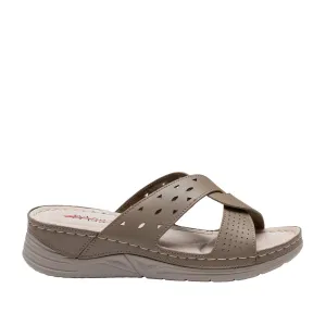 Saboți damă din piele naturală  - 4043 Taupe Box