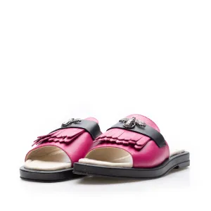 Saboți damă din piele naturală, Leofex - 050 Fuxia Box