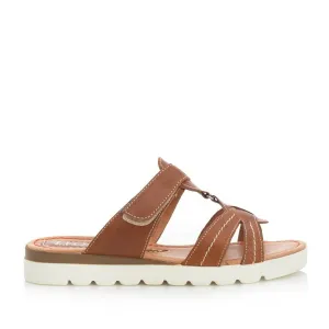 Saboti dama din piele naturala, Leofex - 383-1 cognac