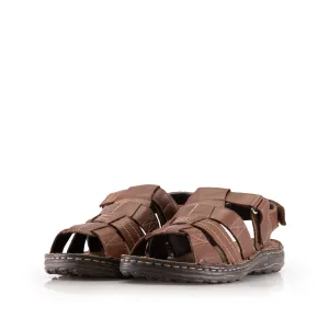 Sandale barbati din piele naturala, Leofex - 144 Maro box