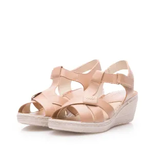 Sandale cu platforma dama din piele naturala,Leofex-214 Nude Box
