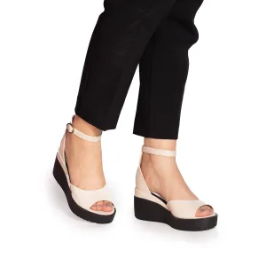 Sandale cu platforma dama din piele naturala, Leofex - 402 Bej Box