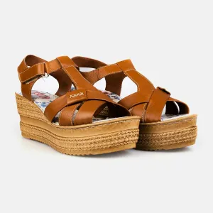 Sandale cu platforma dama din piele naturala, Leofex – 532 Camel Box