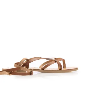 Sandale cu talpa joasă damă din piele naturală -  1104 Maro box