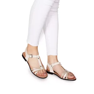 Sandale cu talpa joasa din piele naturala,Leofex - 209 Bej Multicolor Box