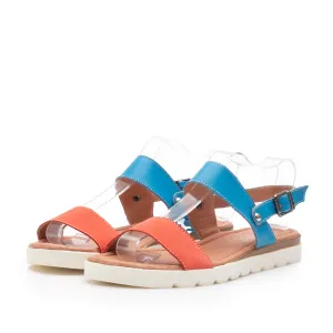 Sandale cu talpă joasă damă, din piele naturală, Leofex - 043 Portocaliu Bluemarin Box