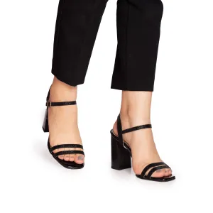 Sandale elegante damă cu toc din piele naturală - 208 Negru Box