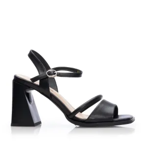 Sandale elegante damă cu toc din piele naturală, Pass Collection - 4010 Negru Box