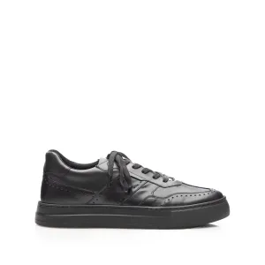 Sneakers bărbați din piele naturală, Leofex - 567 Negru Box