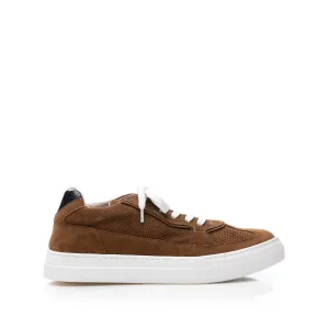 Sneakers bărbați din piele naturală, Leofex - 649 Maro Velur