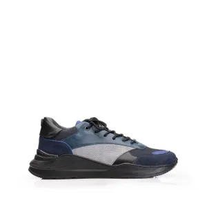 Sneakers bărbați din piele naturală, Leofex - Mostră Corvin Blue Gri  Box