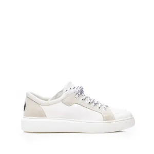 Sneakers  bărbati din piele naturală, Leofex - Mostră Paul Alb Gri Box Velur Strech