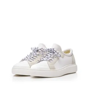 Sneakers  bărbati din piele naturală, Leofex - Mostră Paul Alb Gri Box Velur Strech