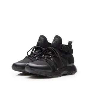 Sneakers bărbați din piele naturală, Leofex - Mostră Șerban Negru Box